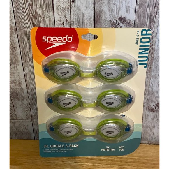 Speedo Junior Swim Goggles 3 Pack Ages 6-14 Lime Green UV Protection Anti Fog - Picture 1 of 3